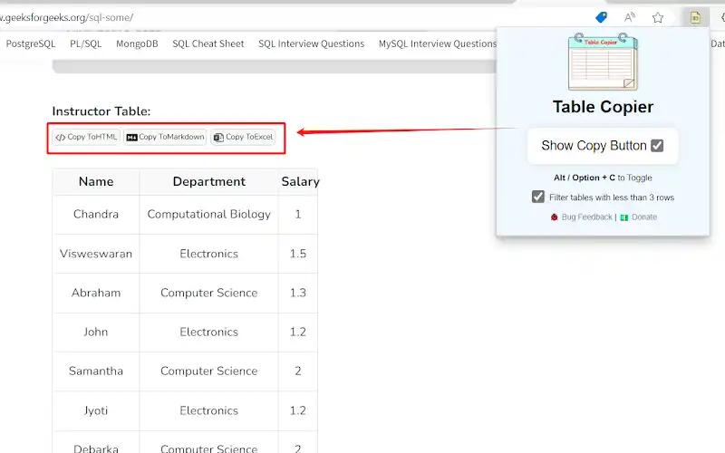 Table Copier