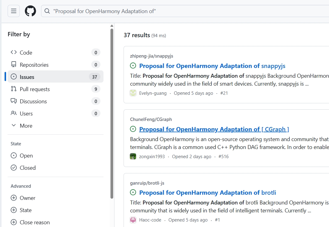 issue search results